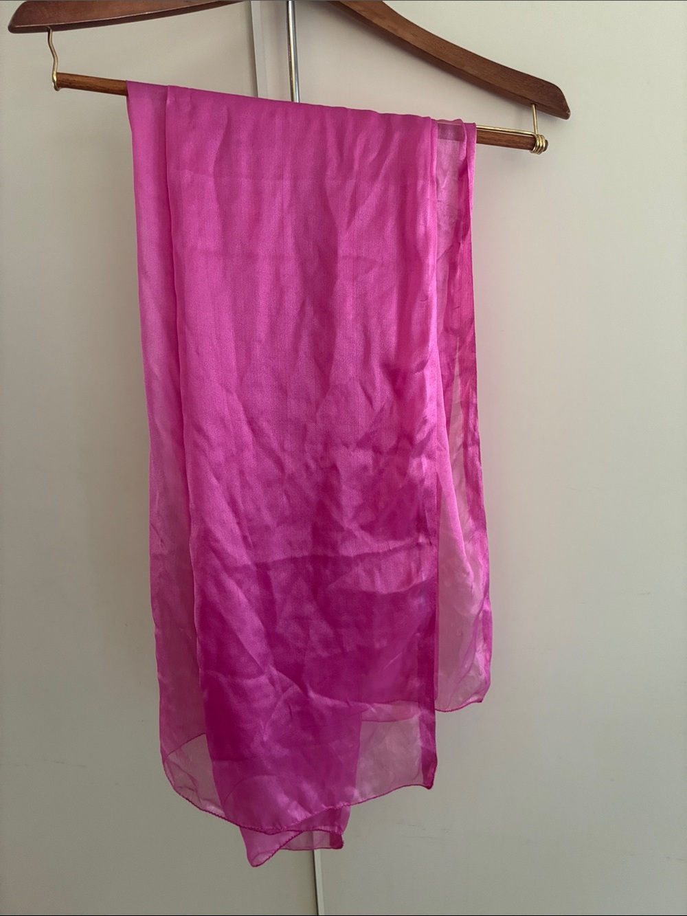 Sheer Hot Pink Silk-Look Scarf - Lightweight Summer Spring Accessory - Coverup
